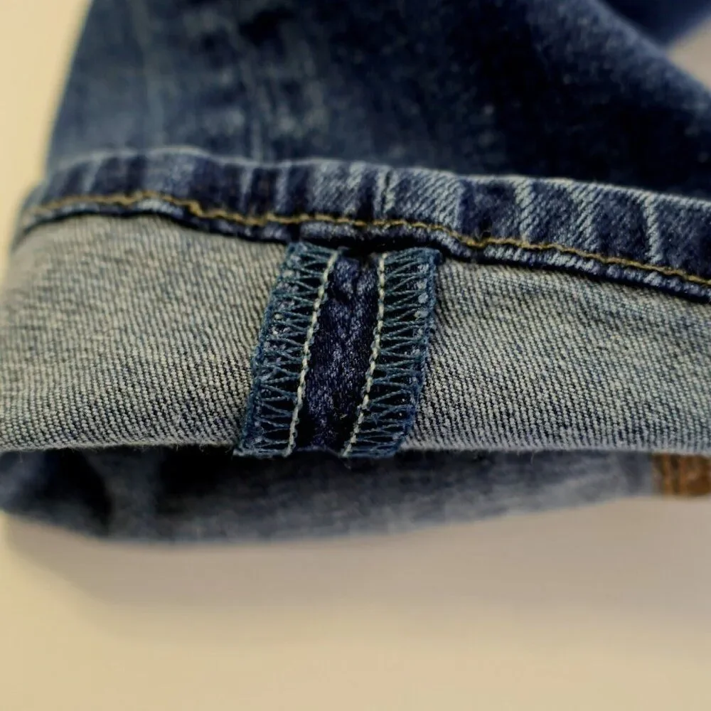 Abercrombie & Fitch Straight Stretch Blue Wiskering Denim Jeans Mid Rise 32/33 T